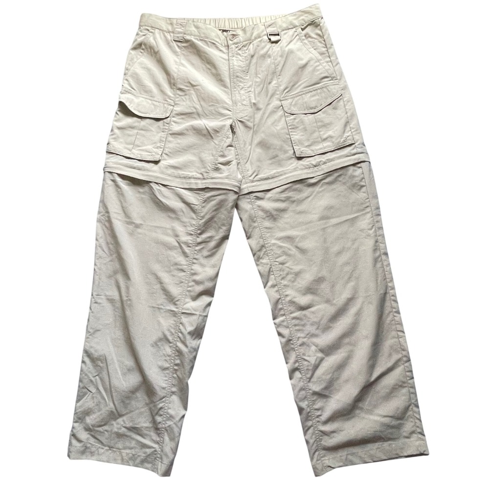 Columbia PFG Convertible Cargo Pants Mens L Tan Fishing Hiking Ripstop